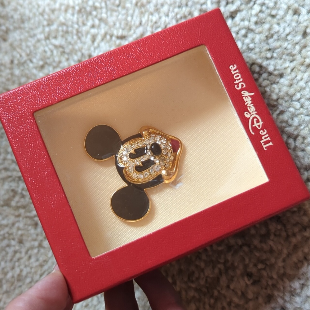 Vintage Disney Mickey Mouse Pin Brooch Rhinestone Disney Store NWT